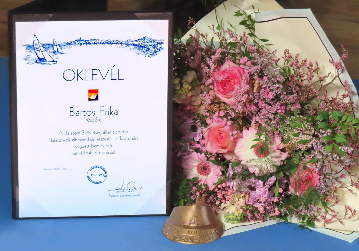 Balaton-díjat kapott Bartos Erika 